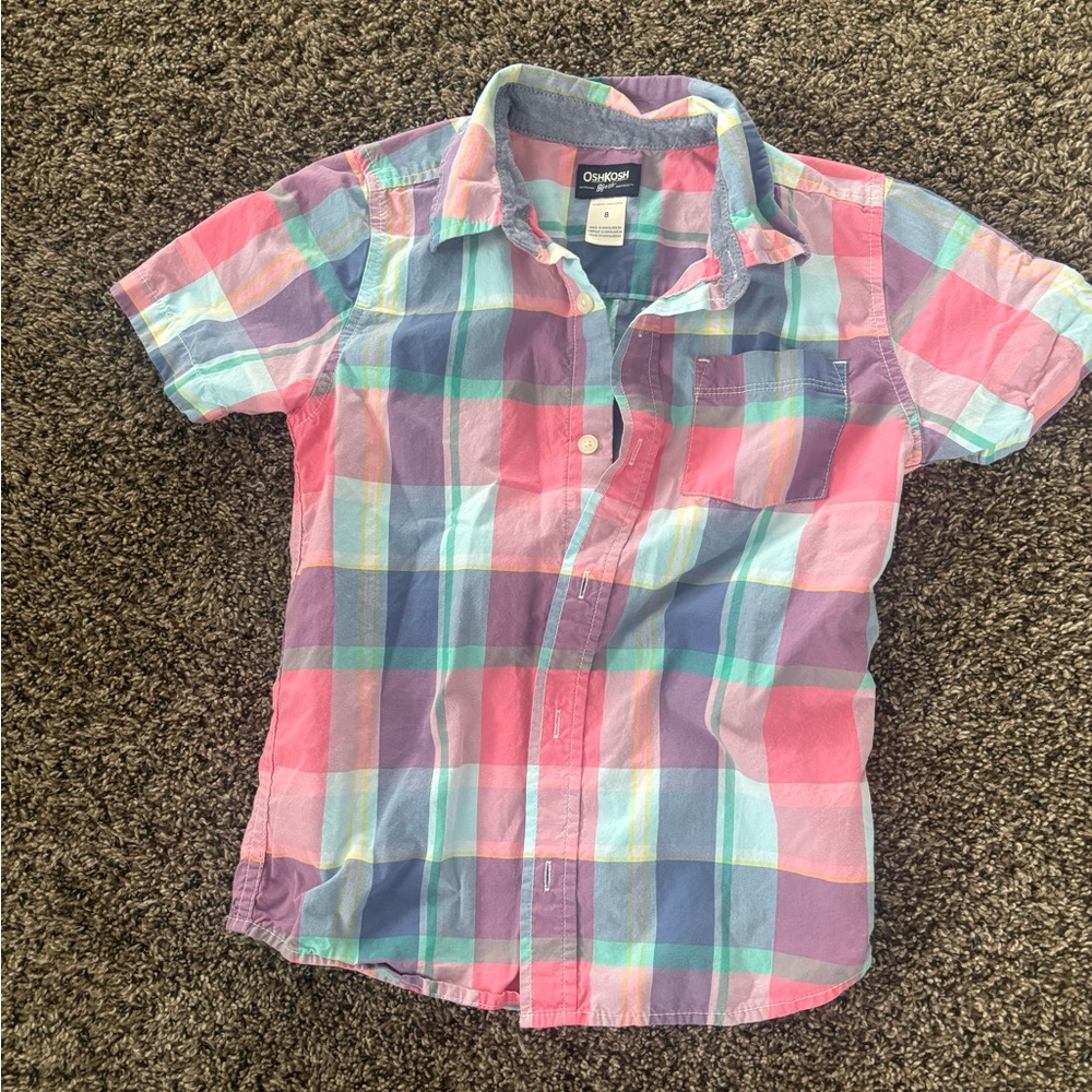 OshKosh B'gosh Pink and Blue Plaid Kids Shirt